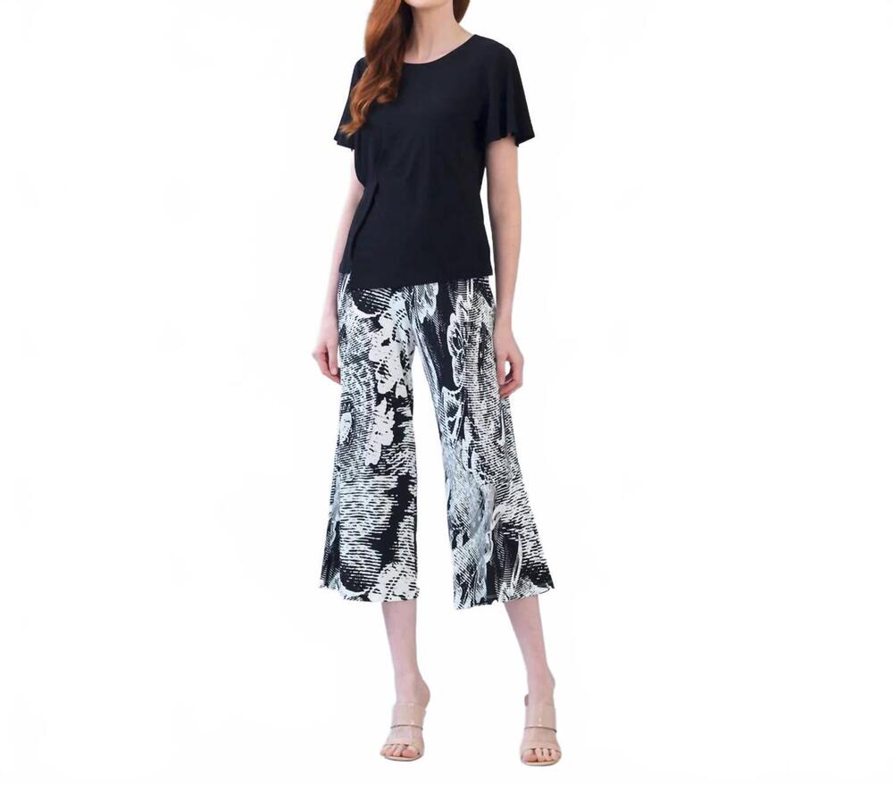 NEW CLARA SUNWOO flounce sleeve stitch overlay top in black